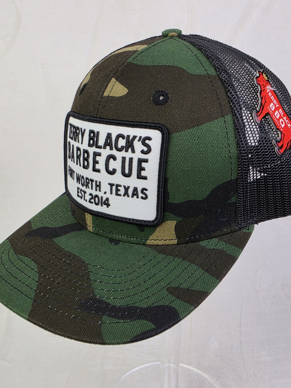 Terry Blacks Barbecue Camouflage Trucker Hat Cap Snap Back Fort Worth TX NWT - Picture 2 of 8